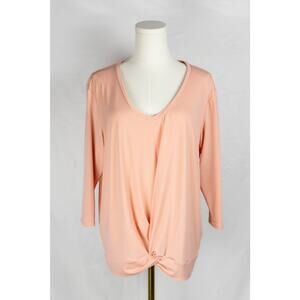 New York & Co Stretch LARGE Blouse 3/4 Sleeve Peach